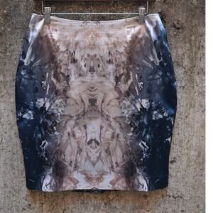 AllSaints Whiter Skirt Abstract Floral Print Pencil Skirt US 8 / UK 12 / EU 40